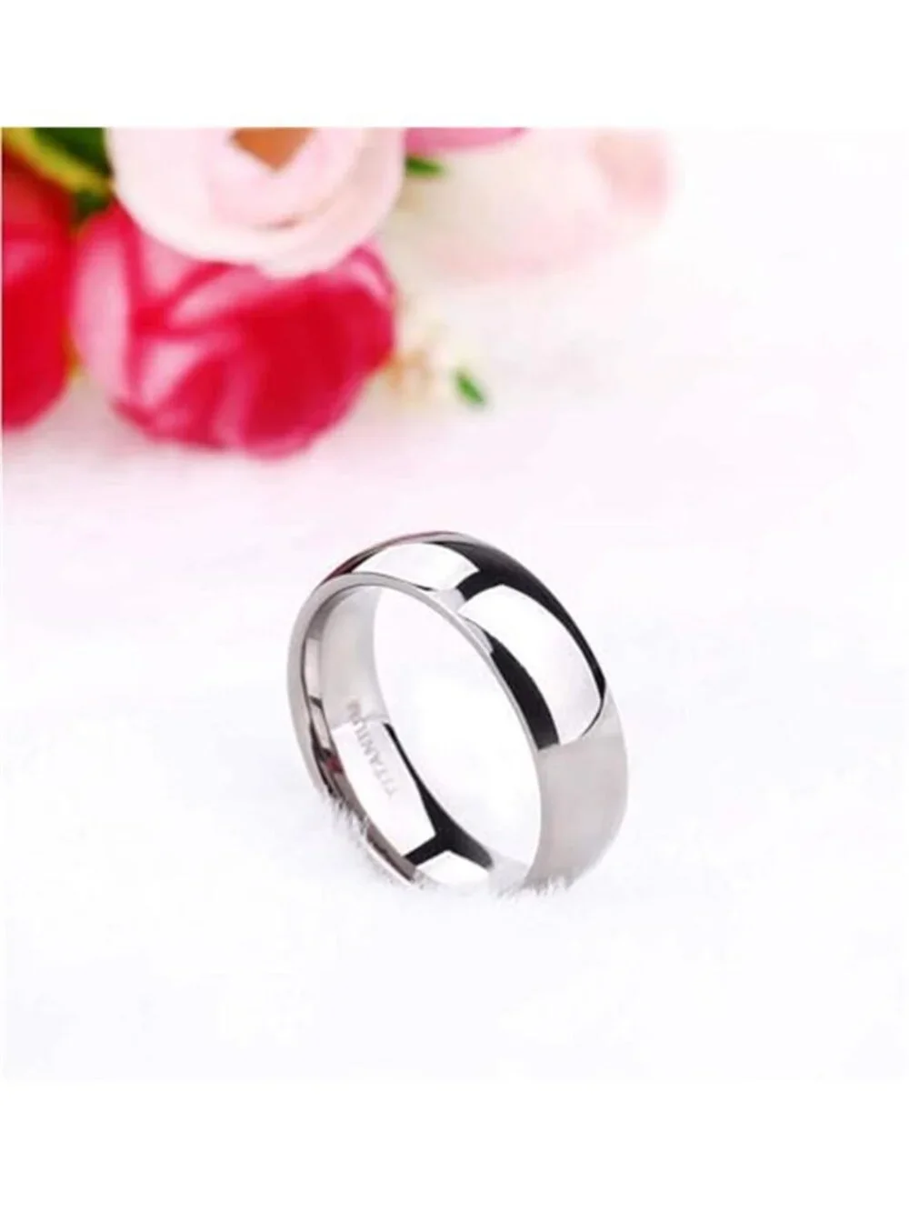 Men's Titanium Ring Plain Dome High Polished Wedding Band Comfort Fit